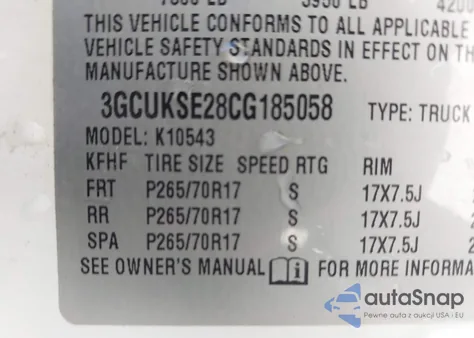 2012 Chevrolet Silverado 1500 Lt z USA, uszkodzony, nr VIN 3GCUKSE28CG185058